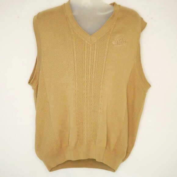 Dr Pepper Sweater Vest Fore Golfwear Cable knit Embroidered XL Tan - Picture 1 of 6